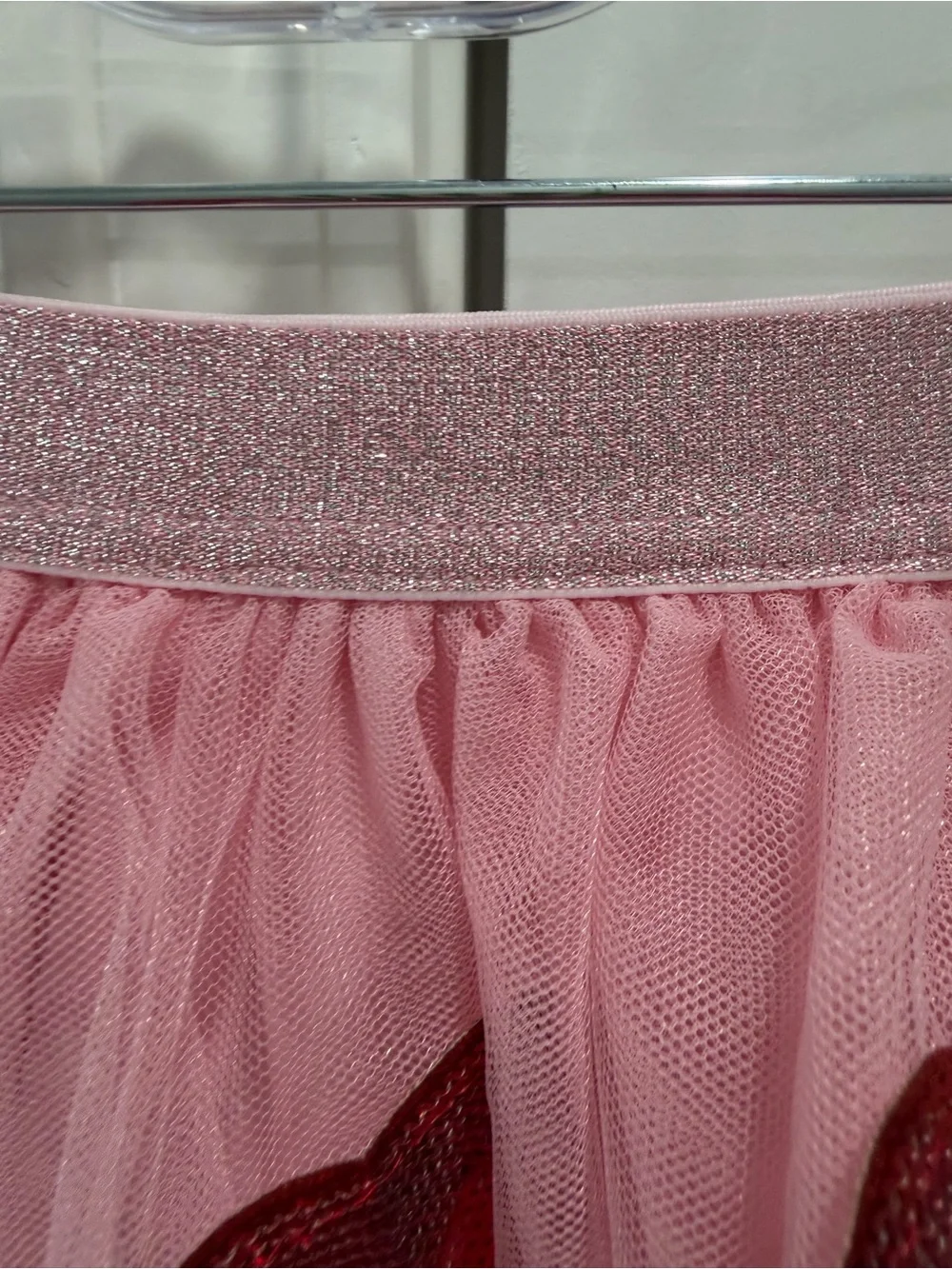 Pink Tulle Rylee Faith Designs Sequin Red Heart Elastic Waist Pull-on Skirt 2